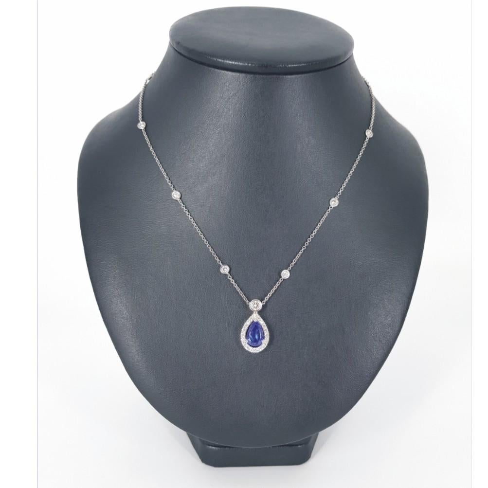18ct White Gold Pear Shaped Tanzanite & Diamond Ring & Necklace Set For Sale 11