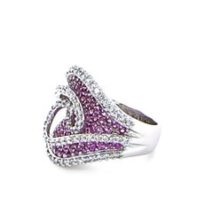 18ct Weißgold Pink Sapphire und Diamond Dress Ring 3.74ct 17.85g