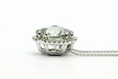 18ct White Gold Prasiolite and Diamond Pendant