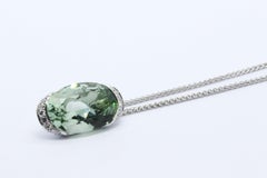 18ct White Gold Prasiolite & Diamond Pendant