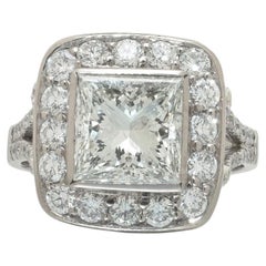 18ct White Gold Princess Cut Diamond Cluster Ring
