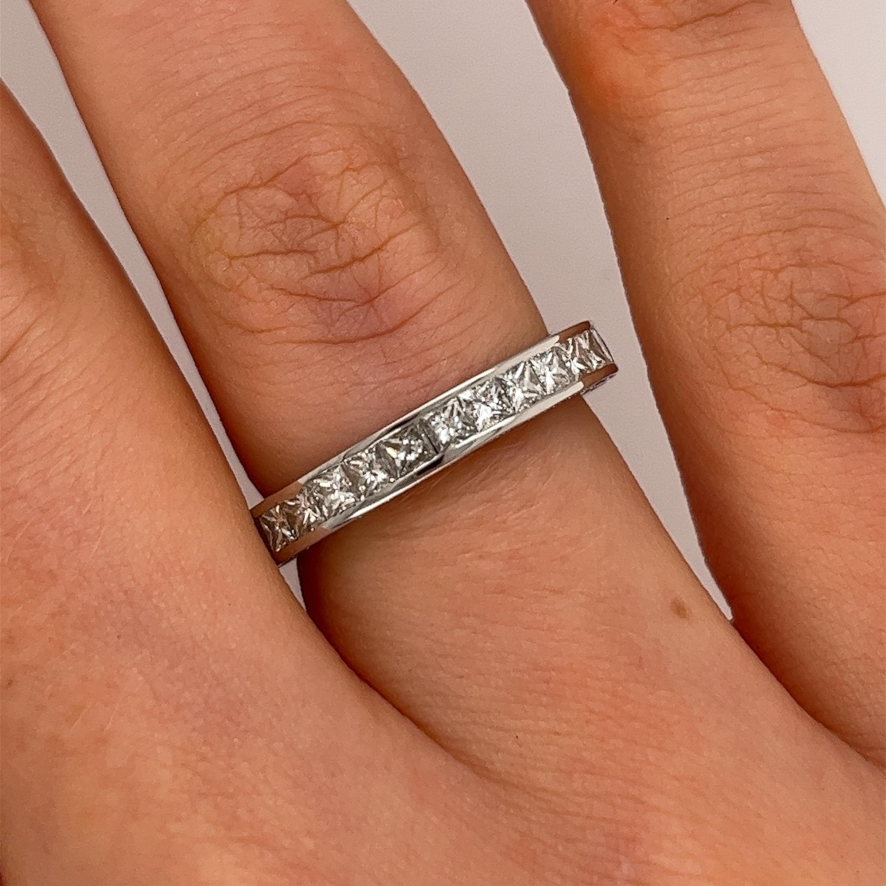 Platinum Princess Cut Diamond Full Eternity Ring Set With 3.0ct H/SI1 For Sale 2
