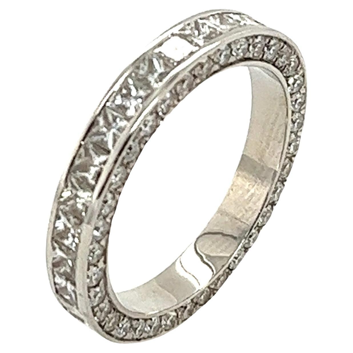 Platinum Princess Cut Diamond Full Eternity Ring Set With 3.0ct H/SI1