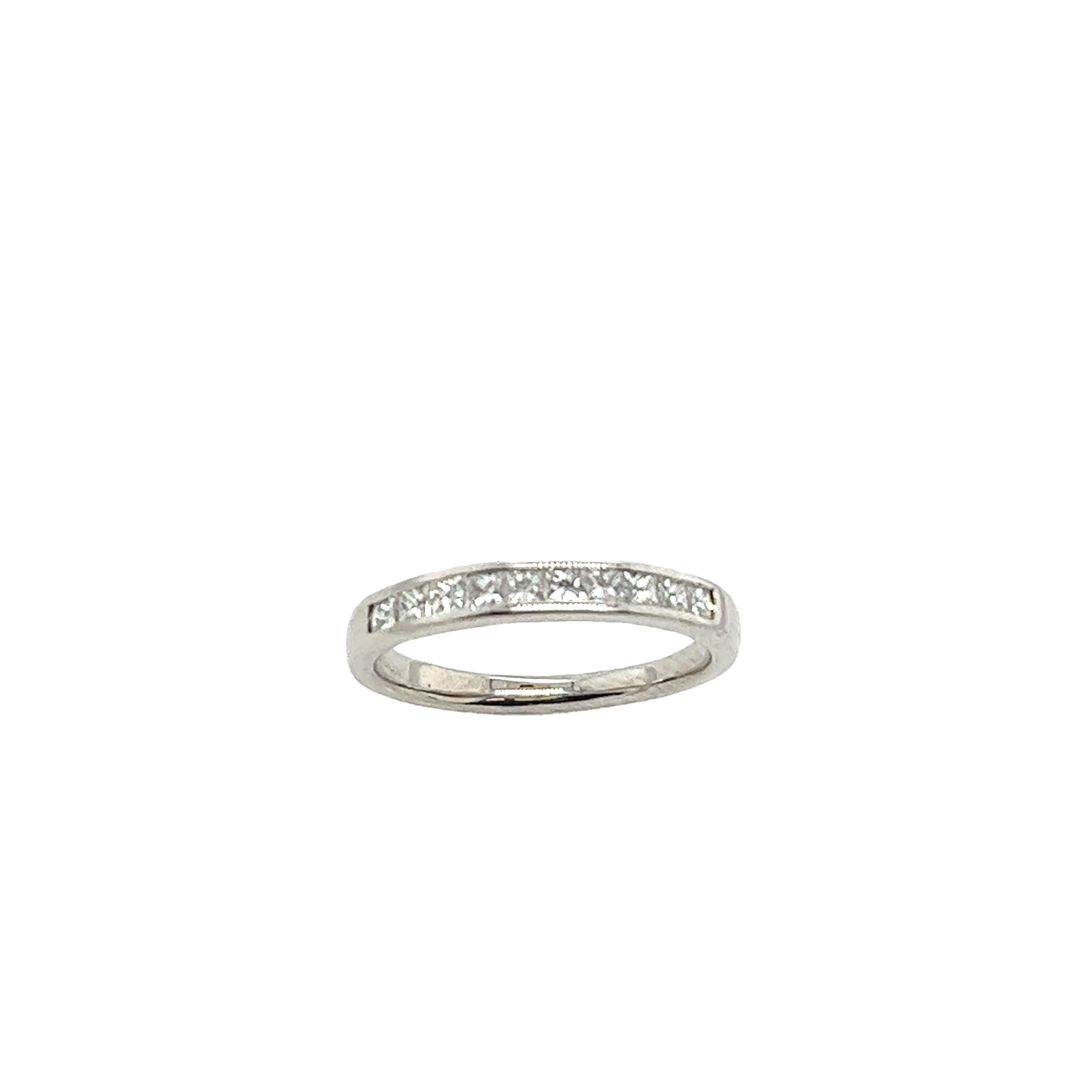 18ct White Gold Princess Cut Diamond Half Eternity Ring Set With 0.40ct H/SI1 For Sale 1