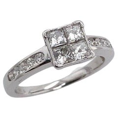 18ct White Gold Princess Cut Diamond Solitaire Ring Set with 0.75ct