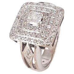 18ct White Gold Princess Cut Halo Diamond Ring