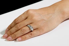 18ct White Gold Crossover Ring with Round & Baguette Diamonds, 0.45ct