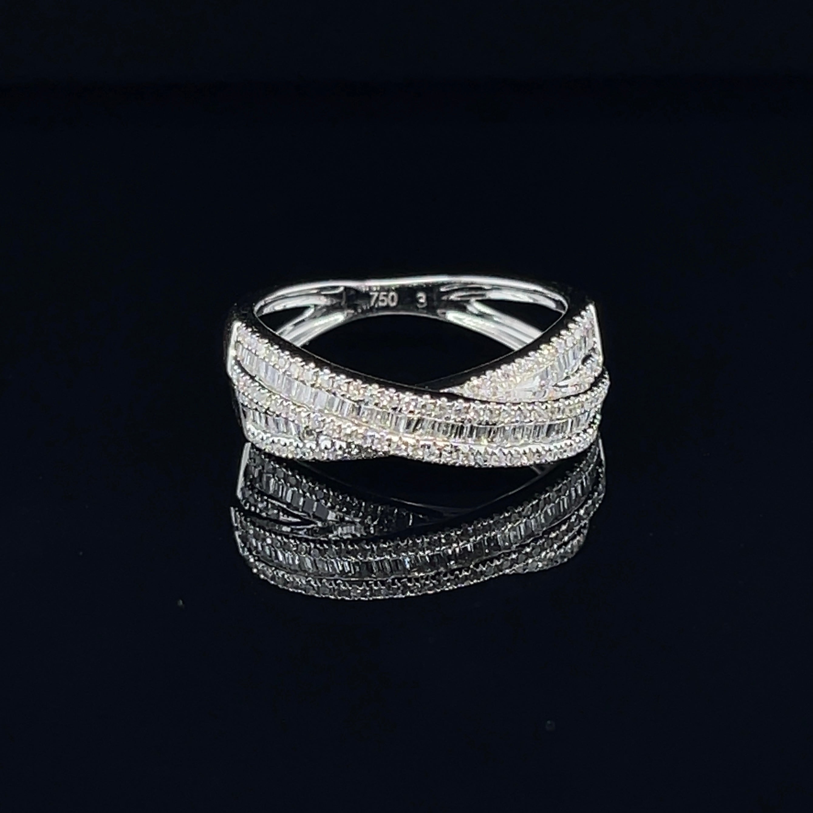 For Sale:  18ct White Gold Ring with 0.19ct and 0.20ct Diamonds