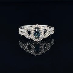 18ct White Gold Ring with 0.41ct Sapphire and Diamond