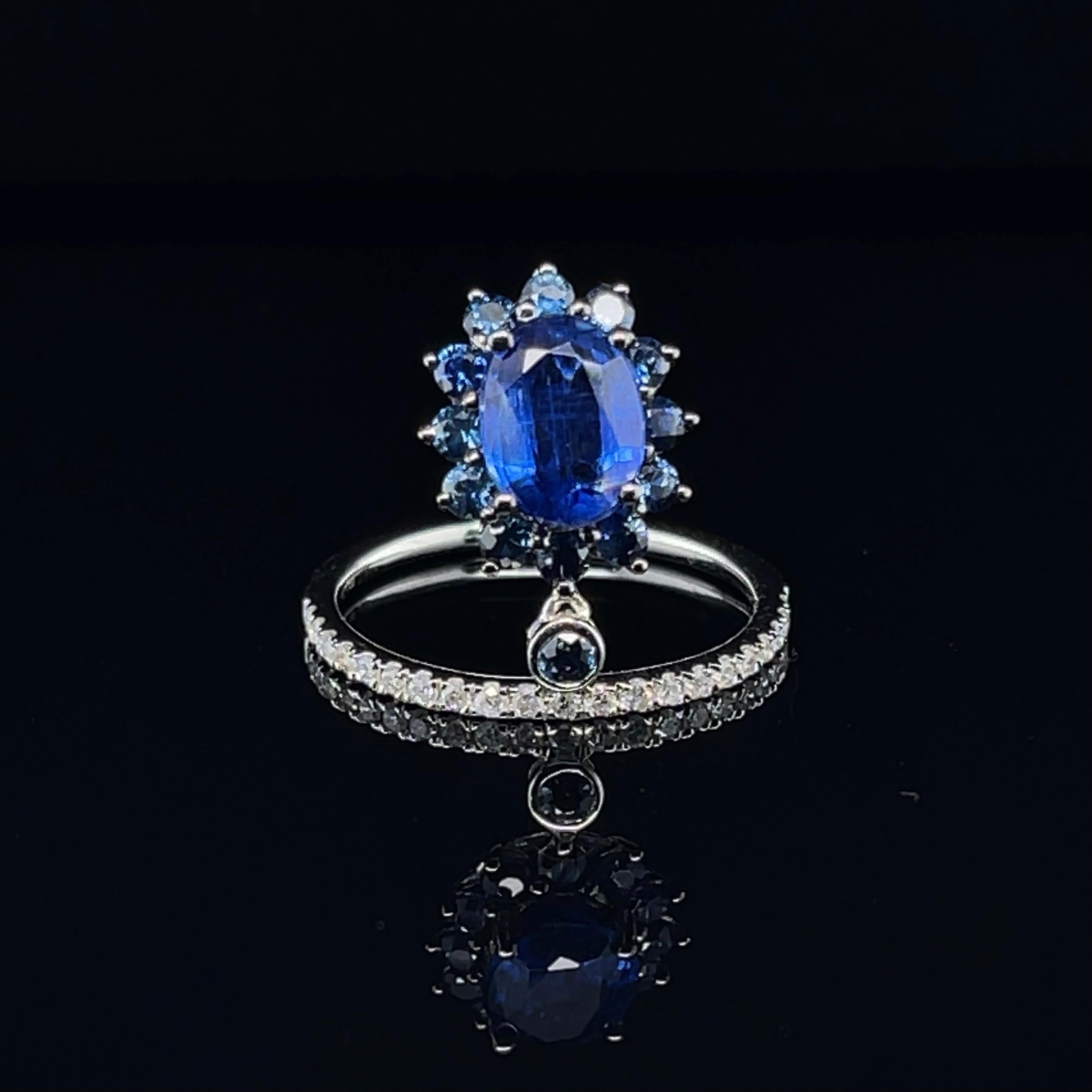 For Sale:  18ct White Gold Ring with 1.45ct Kyanite and Diamond 2