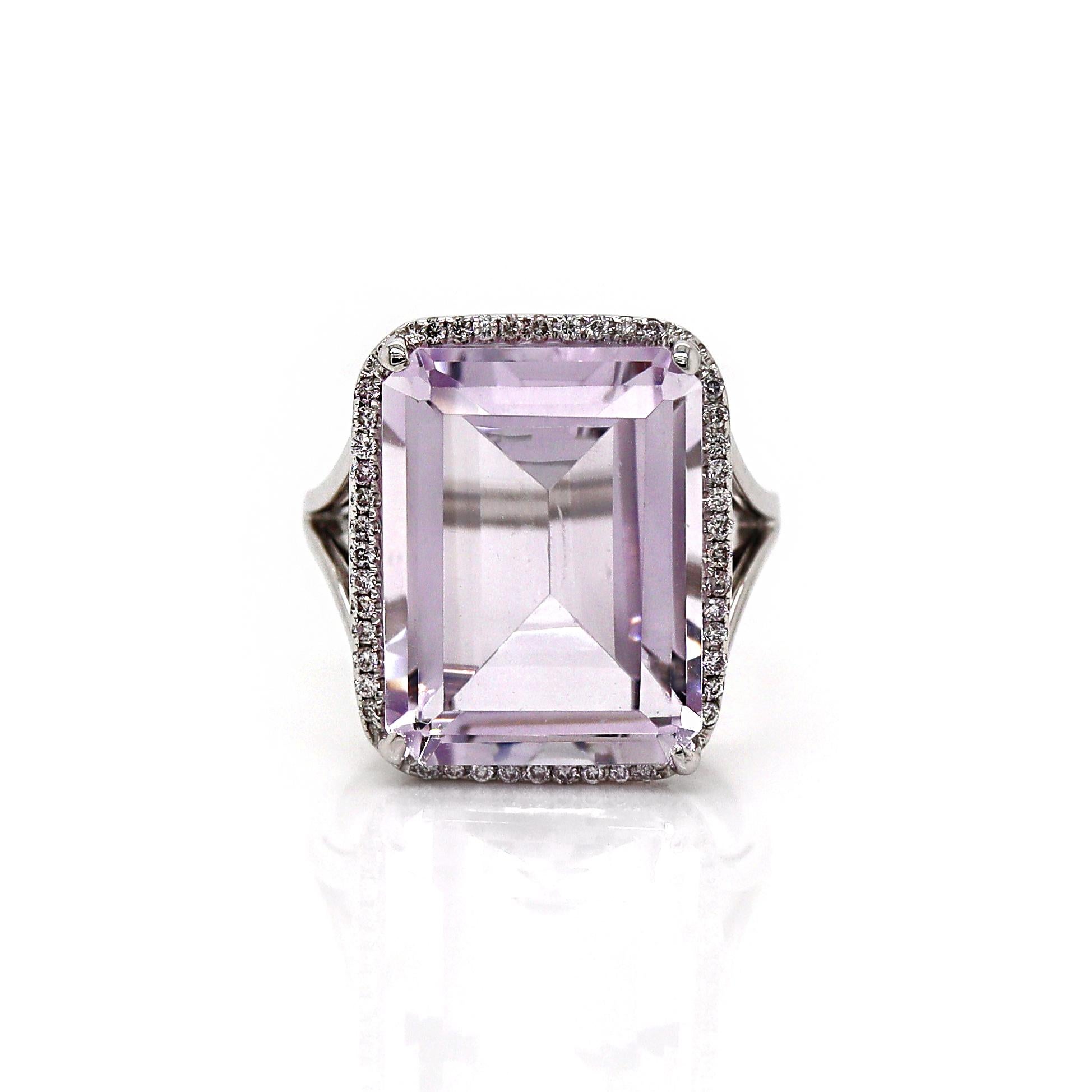 De las mujeres Anillo de cóctel de amatista y diamantes en oro blanco rosa de Francia de 18 quilates en venta
