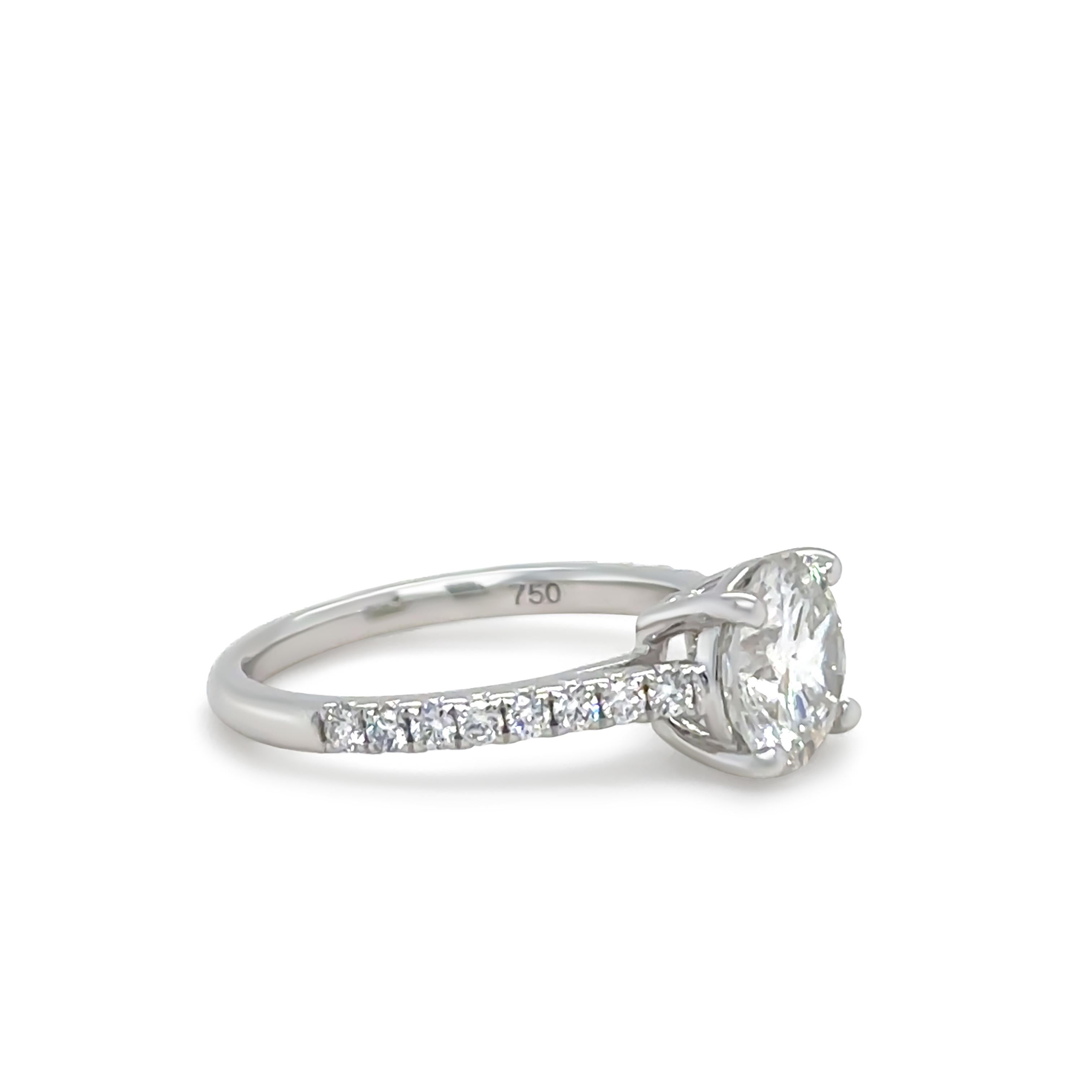 18ct White Gold Round Brilliant Cut Diamond Ring 1.41ct 5.21g For Sale 1