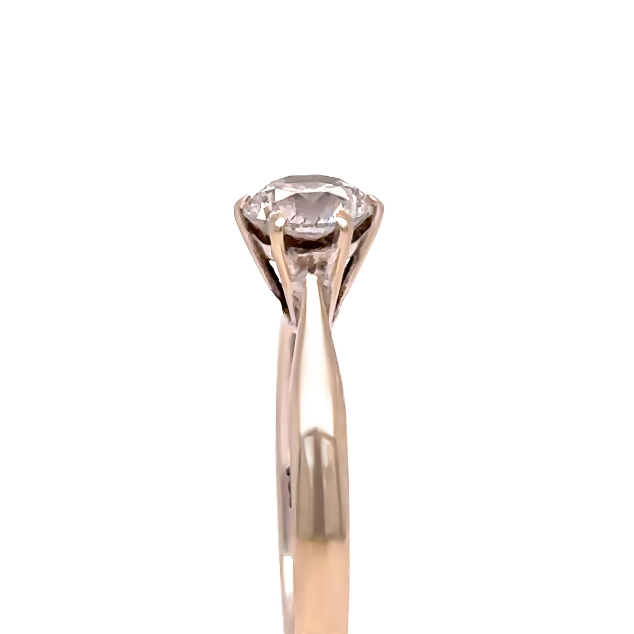 Bague de fiançailles solitaire en or blanc 18ct avec diamant rond taillé en brillant 1.00ct Pour femmes en vente