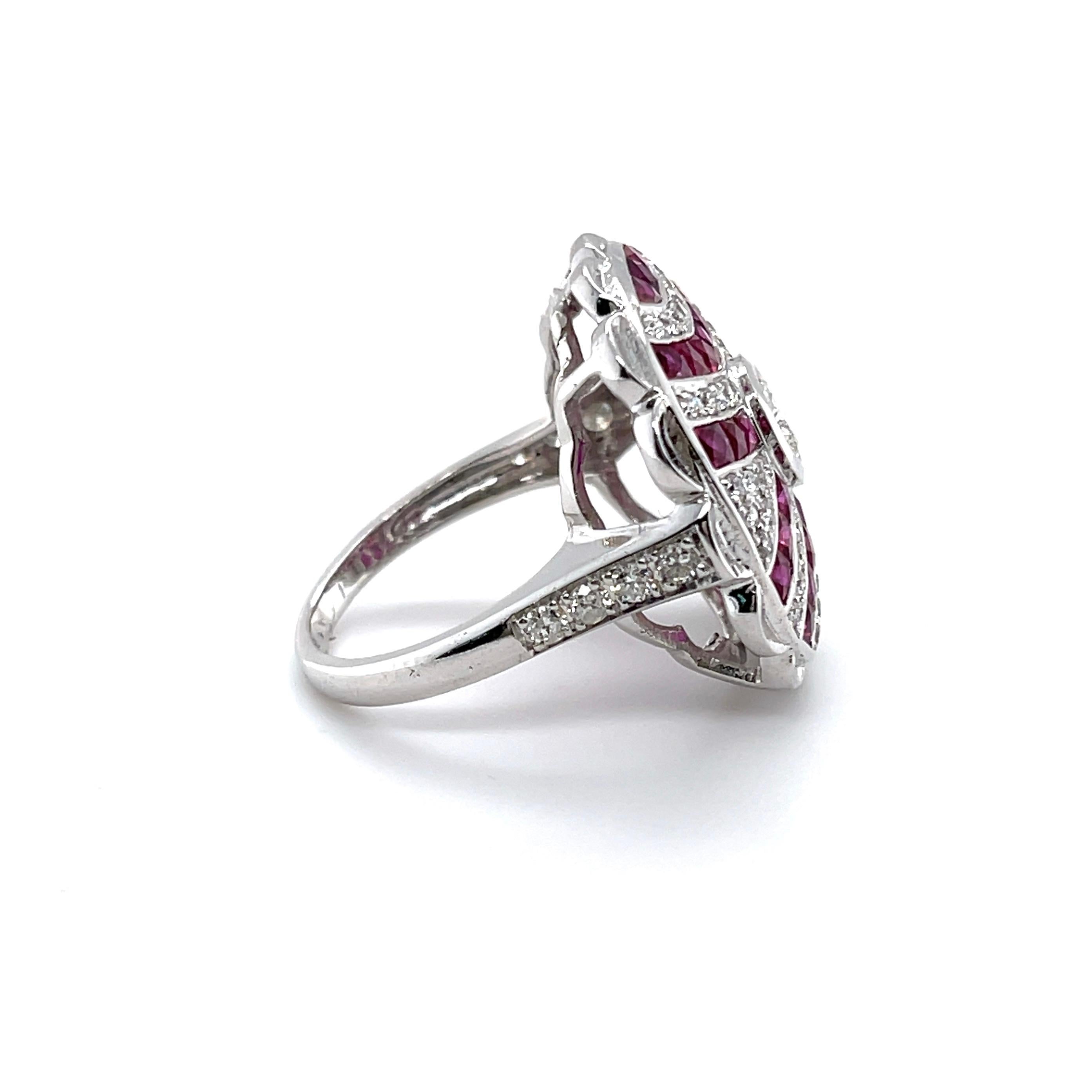 For Sale:  18ct White Gold Ruby and Diamond Cocktail Ring 2