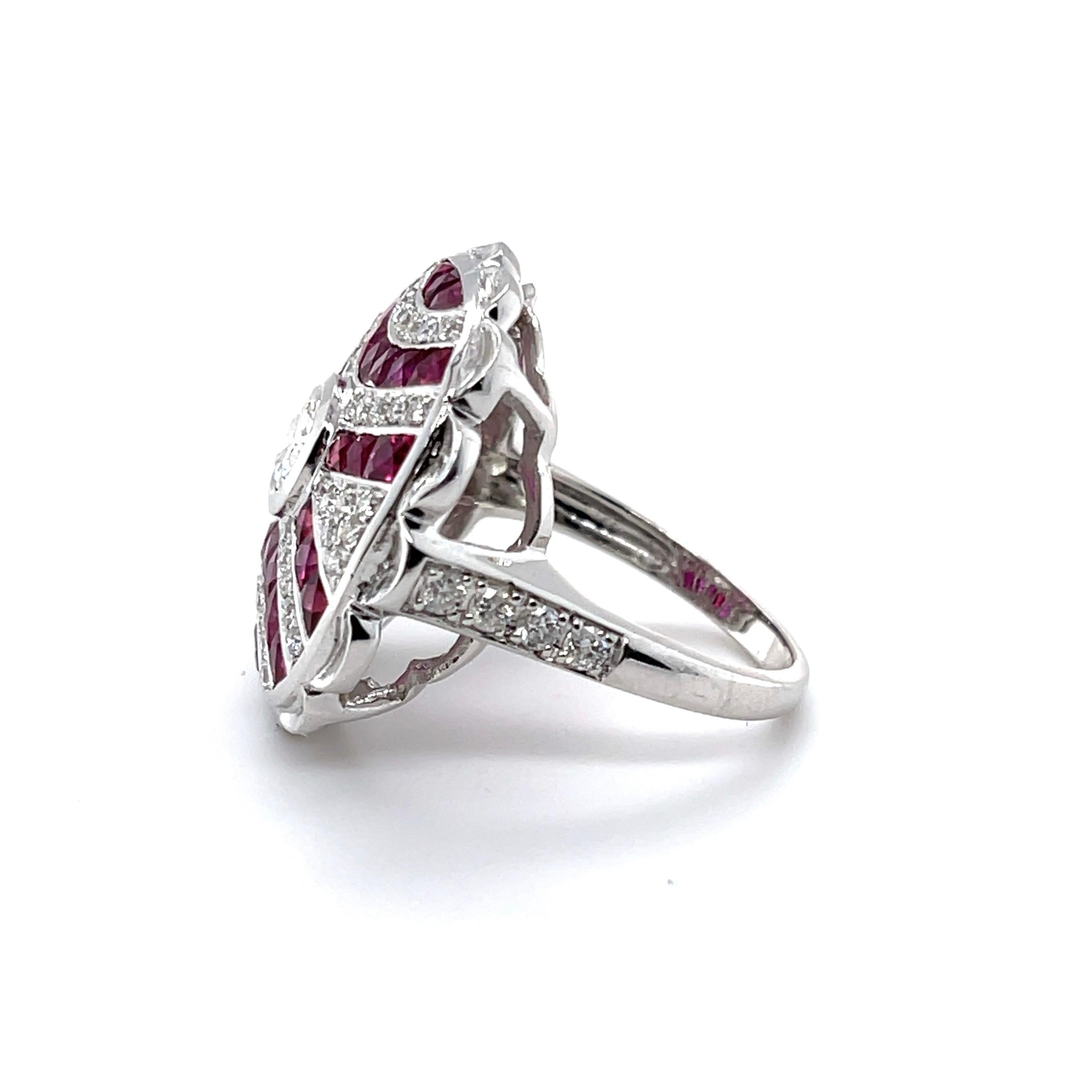 For Sale:  18ct White Gold Ruby and Diamond Cocktail Ring 3