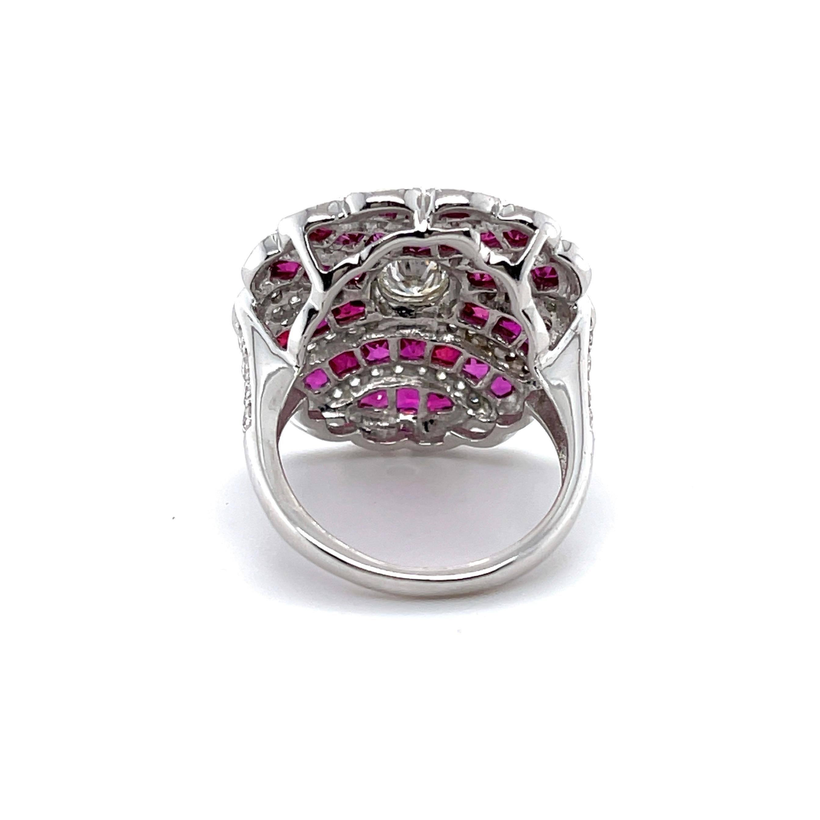 For Sale:  18ct White Gold Ruby and Diamond Cocktail Ring 4
