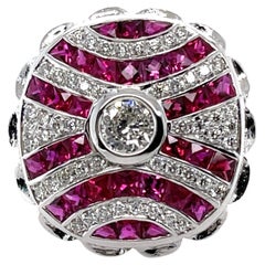 18ct White Gold Ruby and Diamond Cocktail Ring