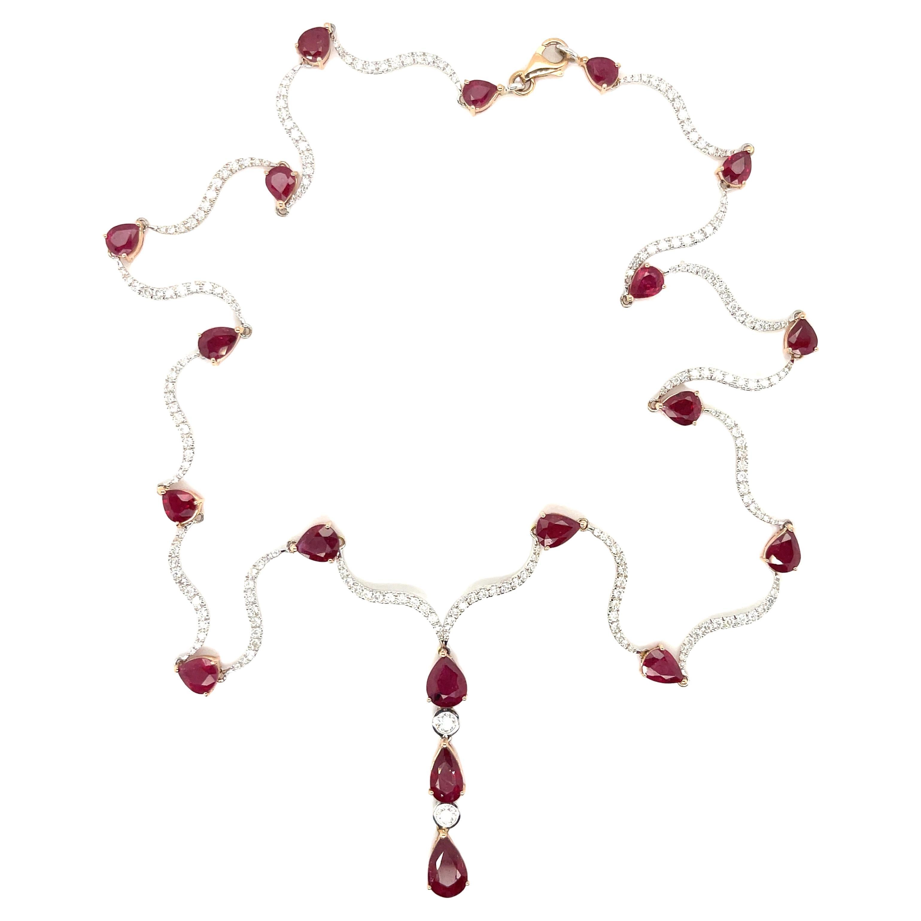 18ct White Gold Ruby and Diamond Necklace