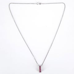 18ct White Gold Ruby and Diamond Pendant Necklace