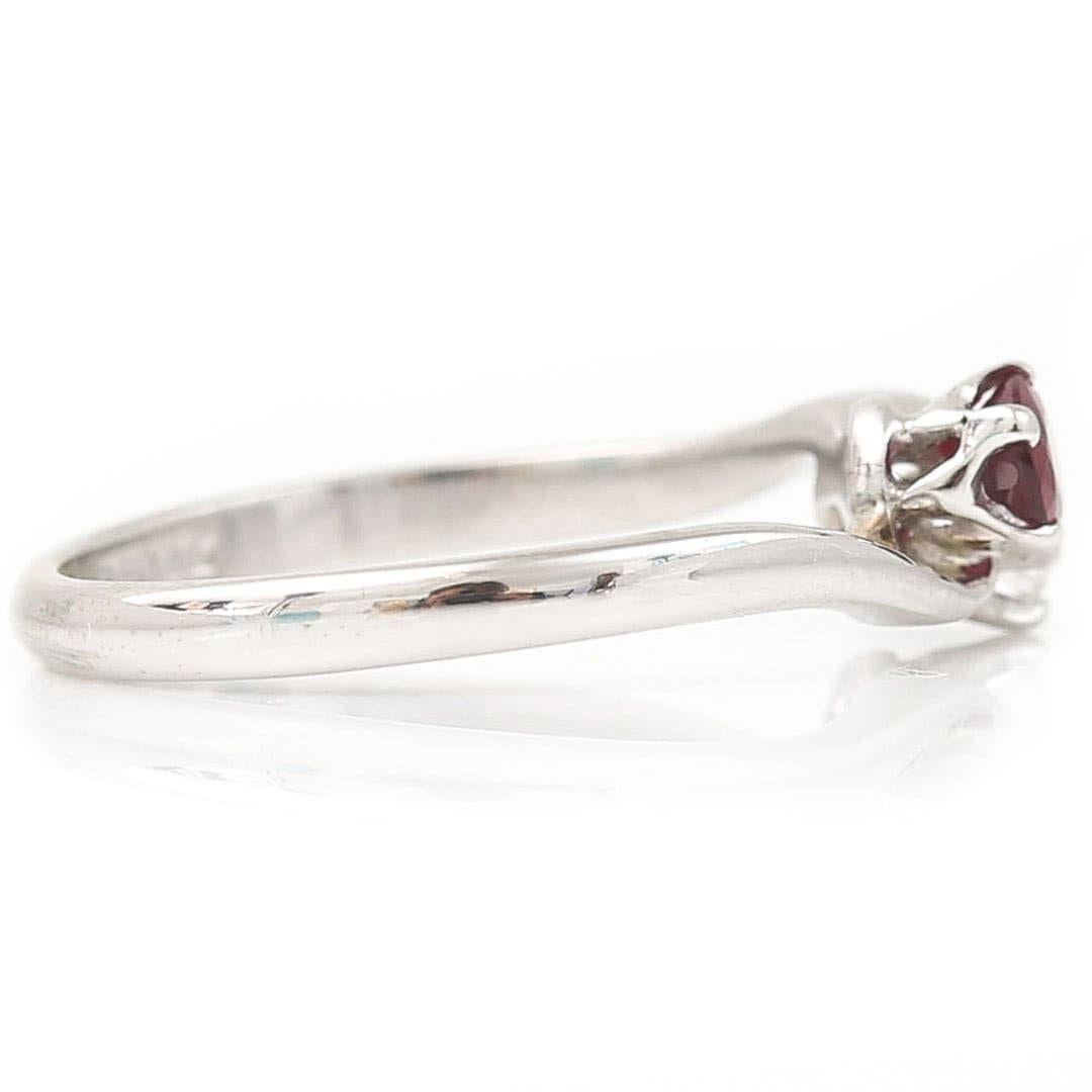 Contemporary 18ct White Gold Ruby and Diamond Two Stone Toi Et Moi Crossover Ring