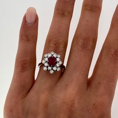 18ct White Gold Ruby Cluster Ring