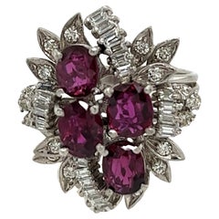 18ct White Gold Ruby & Diamond Dress Ring Set With 0.67ct Mix Shapes Diamonds