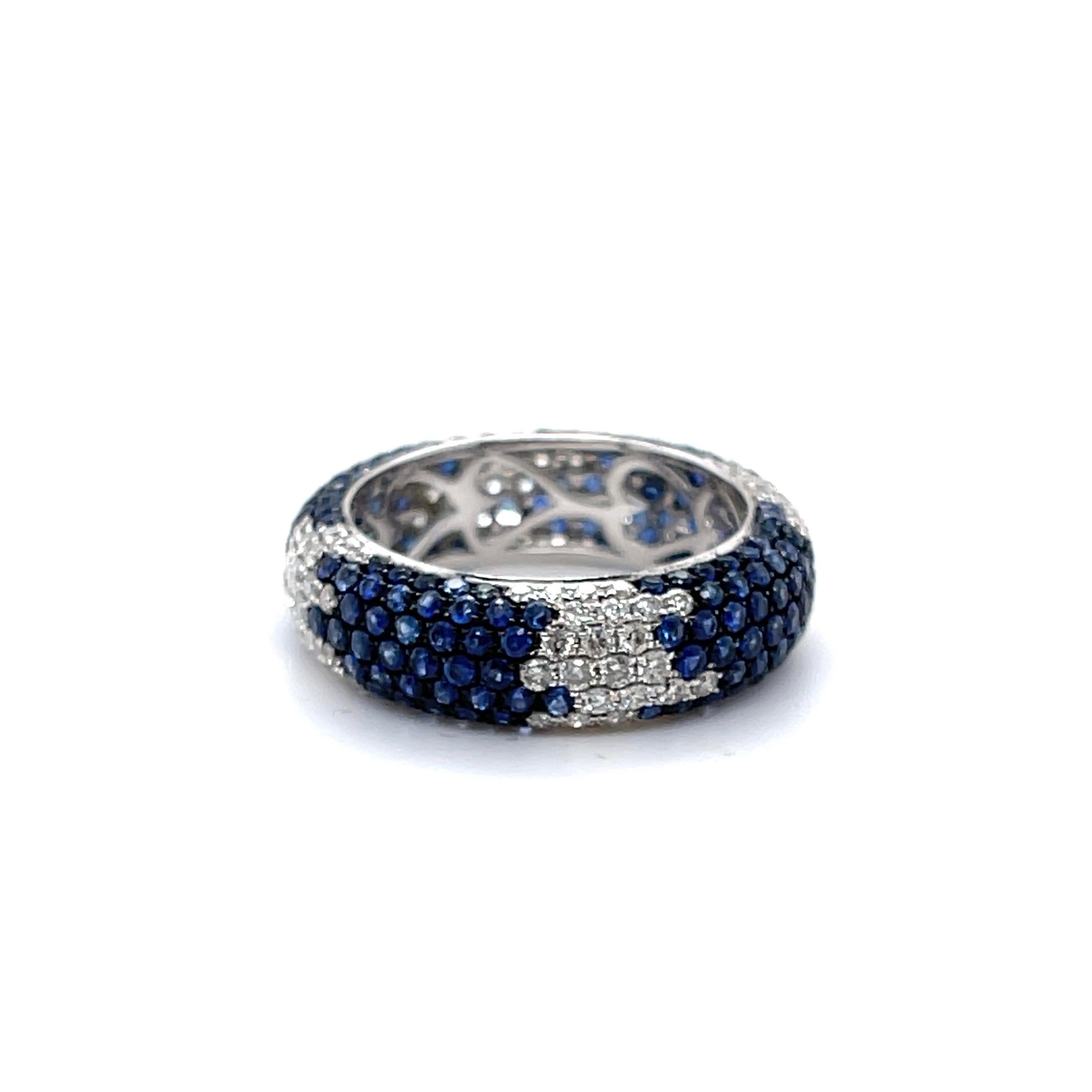 For Sale:  18ct White Gold Sapphire and Diamond Band Ring 4