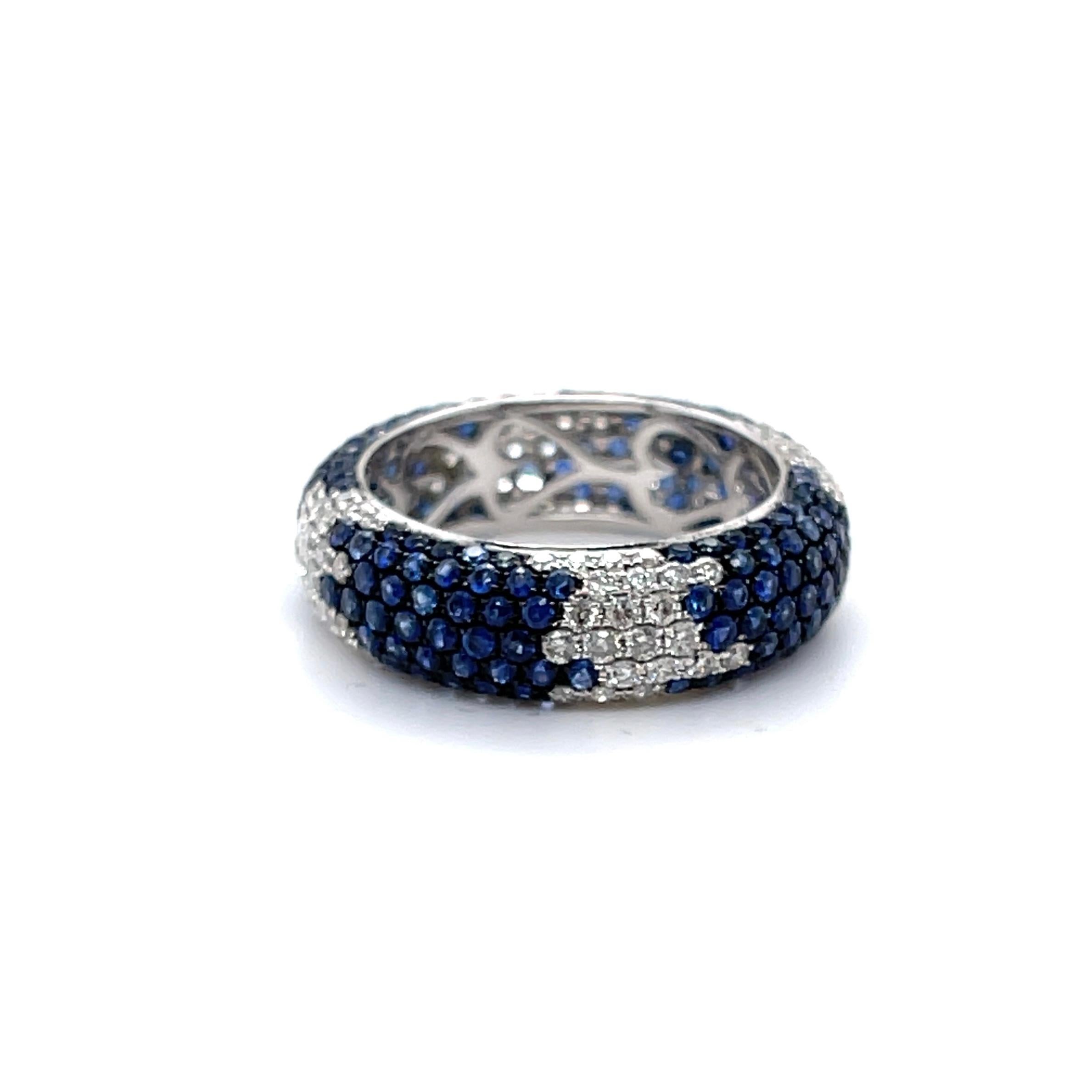 For Sale:  18ct White Gold Sapphire and Diamond Band Ring 6
