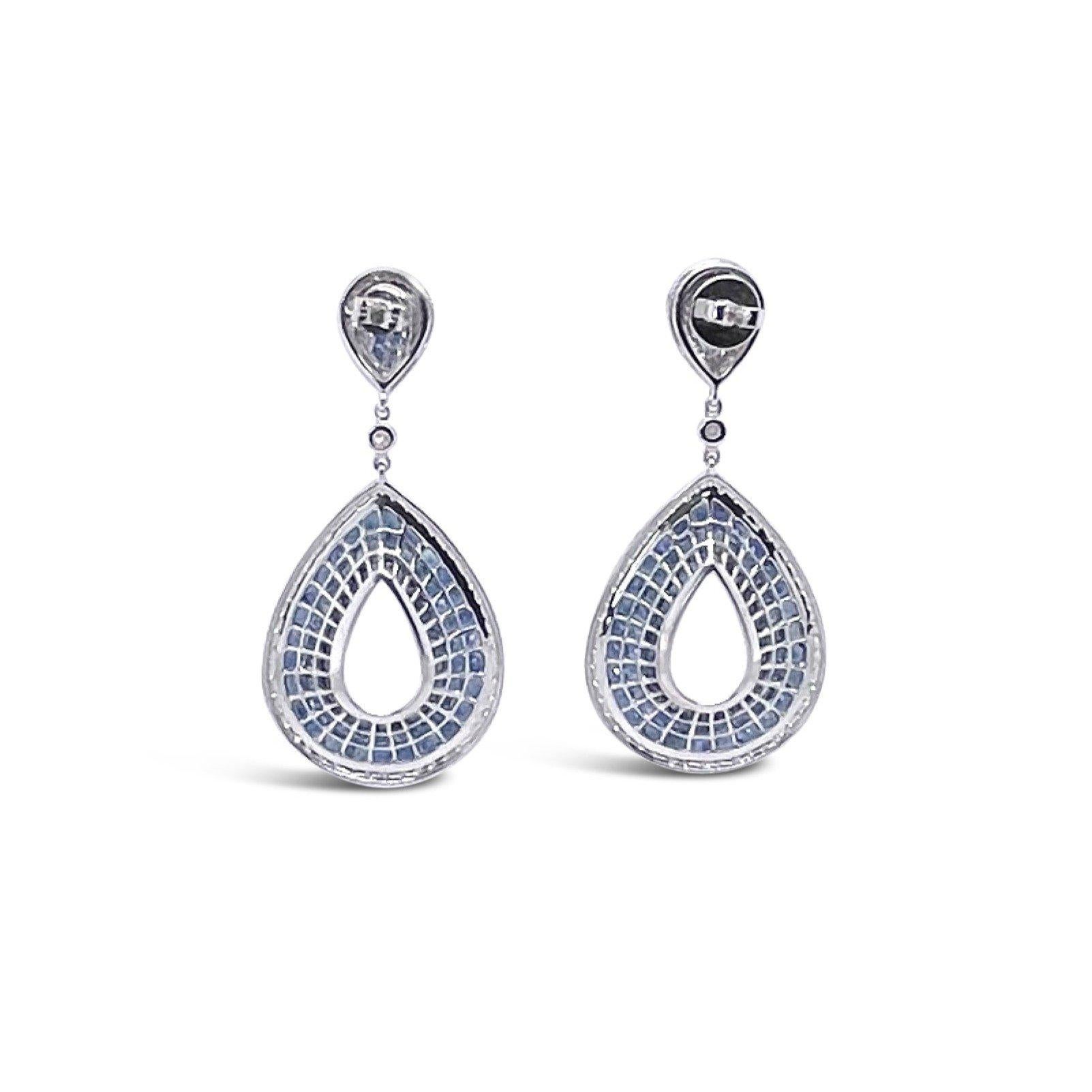 18CT White Gold Sapphire and Diamond Earrings For Sale 1