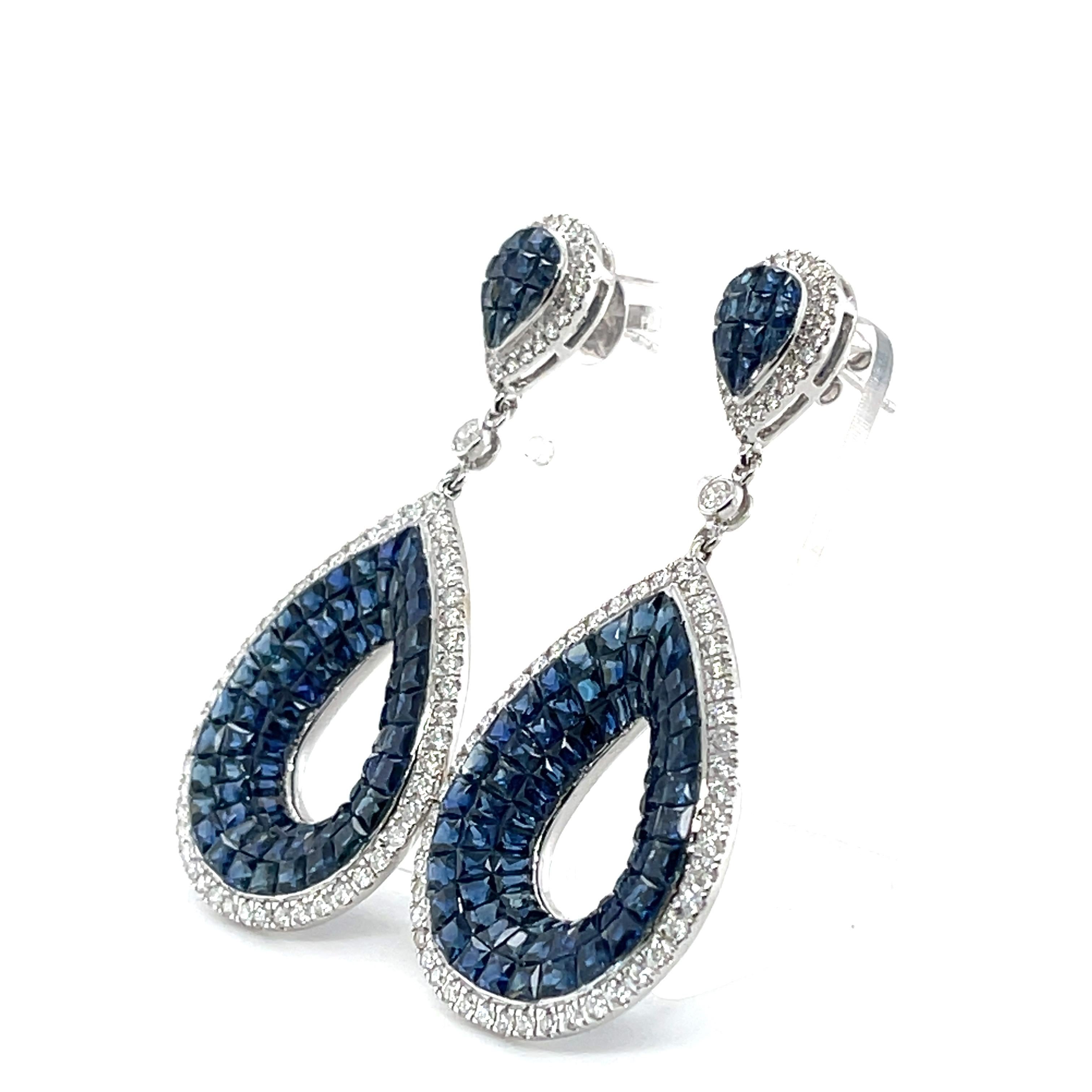 navy blue diamond earrings