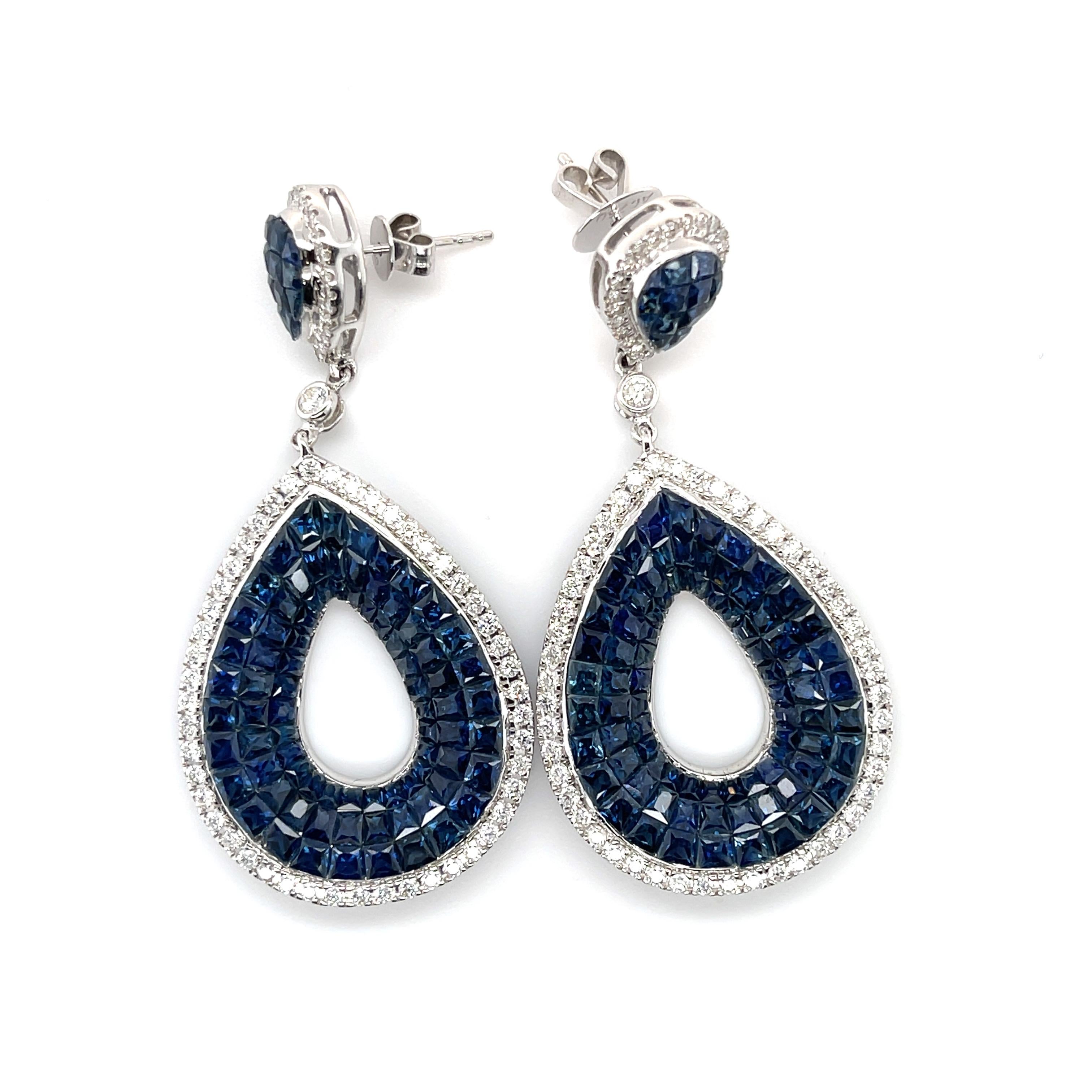 Women's 18CT White Gold Sapphire and Diamond Earrings For Sale
