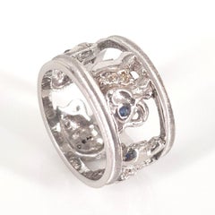 18 Carat White Gold Sapphire and Diamond Elephant Ring