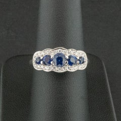 18 Carat White Gold Sapphire and Diamond Ring Size O 4.9g