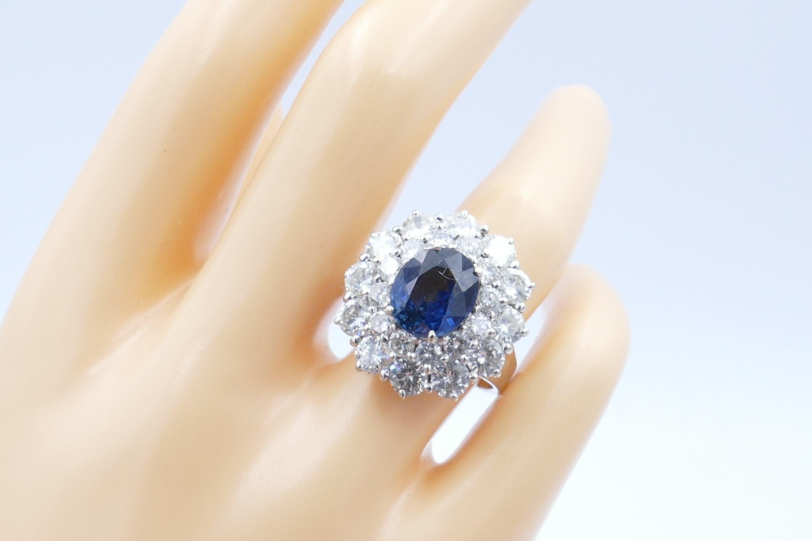 Women's 18 Carat White Gold Sapphire and Diamond Dress or Cocktail Ring For Sale