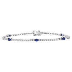 18ct White Gold Sapphire Diamond Tennis Bracelet 1.65ct DIA 1.10ct Sapphire 7g
