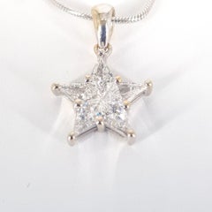 18ct White Gold Snake Link Chain with Diamond Pendant