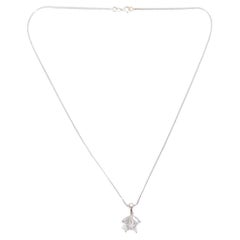 18ct White Gold Snake Link Chain with Diamond Pendant