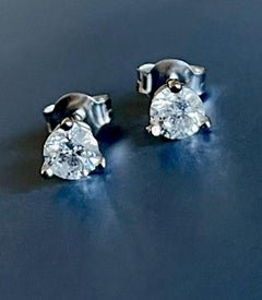 18 Karat Weißgold Solitär-Diamant-Ohrringe 0,95 Karat Ohrstecker Martini 1 Karat Ein Karat