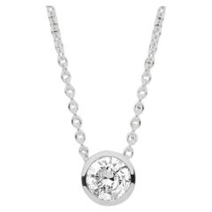 18ct White Gold Solitaire Diamond Necklace 0.25ct pendant VS Rubover Bezel 18”