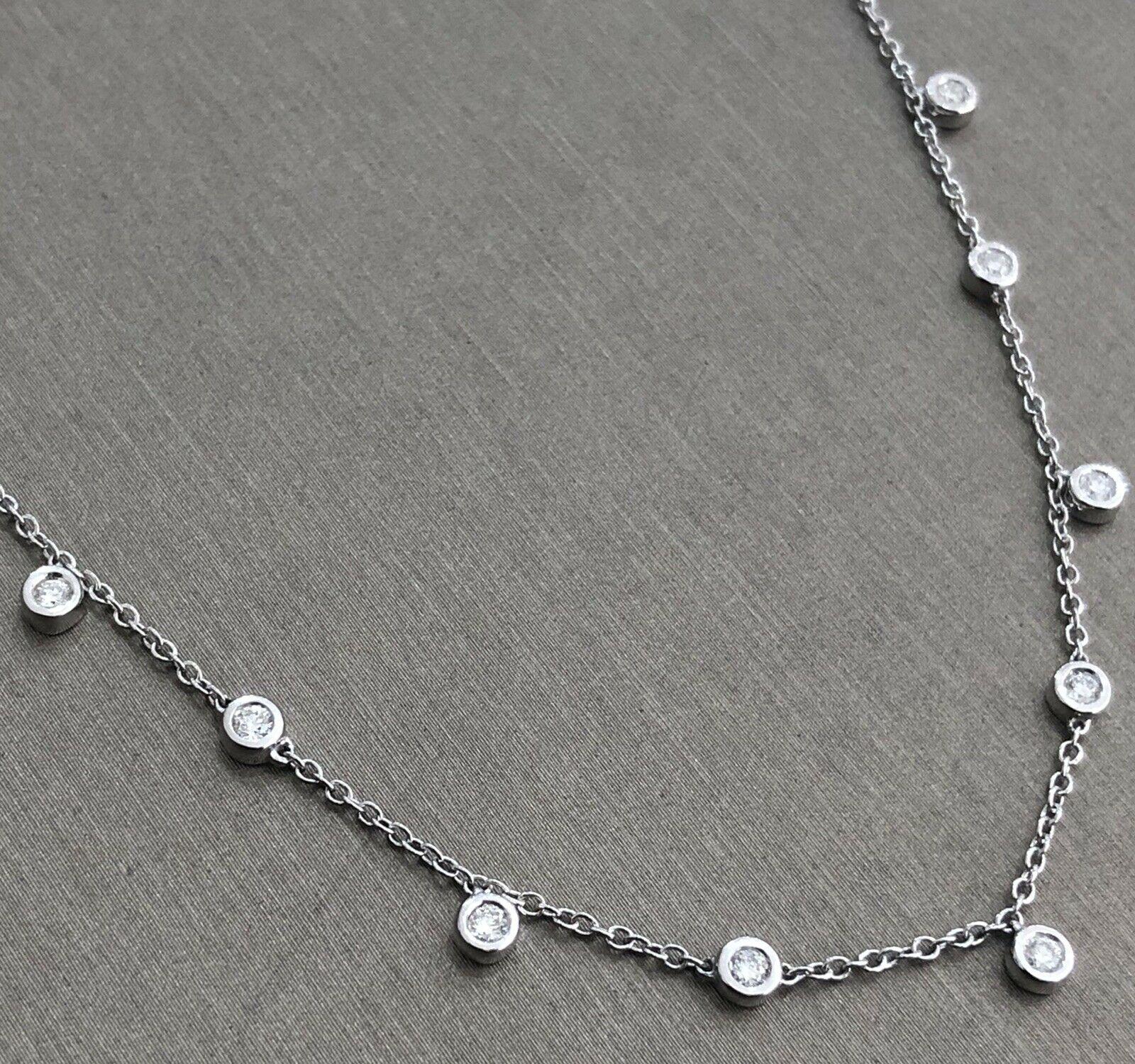 18ct White Gold solitaire Diamond Necklace 0.33ct Bubble By the Yard  In New Condition For Sale In Ilford, GB
