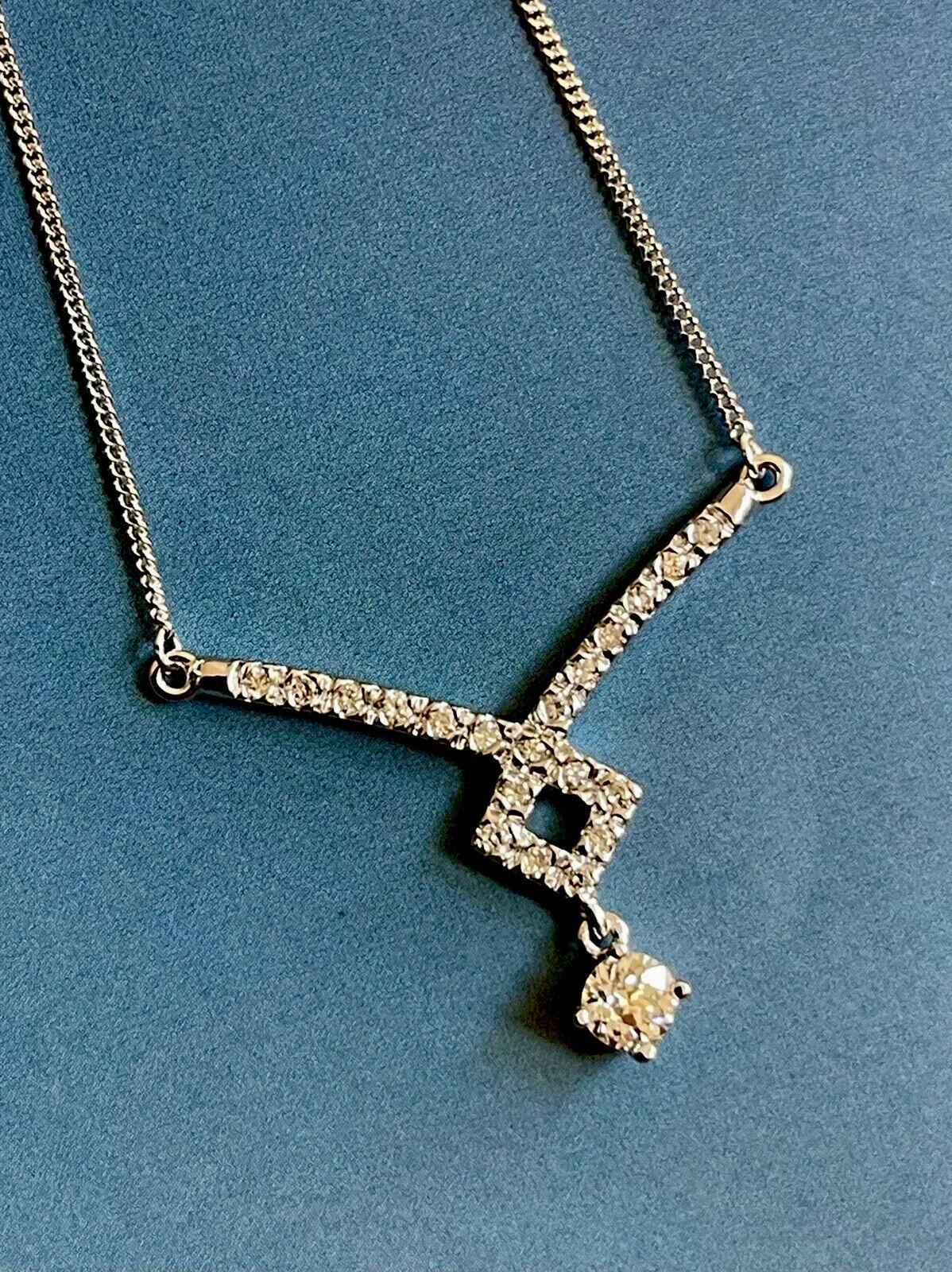 18ct White Gold Solitaire Diamond Necklace 0.50ct Chocker VS 16” Half Carat For Sale 3