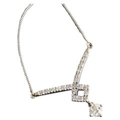 18ct White Gold Solitaire Diamond Necklace 0.50ct Chocker VS 16” Half Carat