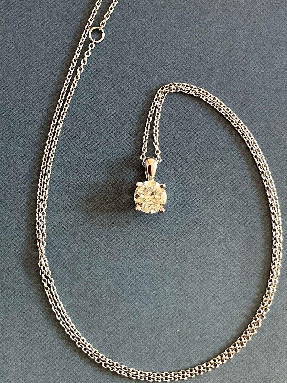 Collier diamant solitaire en or blanc 18ct 1.05ct pendentif Round One Carat 18 Neuf - En vente à Ilford, GB