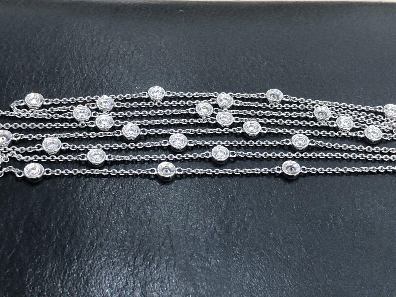 

High jewellery designer piece right from heart of London Hatton Garden

36 inch long chain fully embellished with SI+/VS clarity sparkling solitaire station diamonds totalling 2ct

It’s 36 inch long so can be worn as one long strand or double