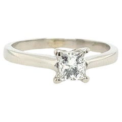 18ct White Gold Solitaire Diamond Ring Set With 0.45ct Princess Cut Diamond