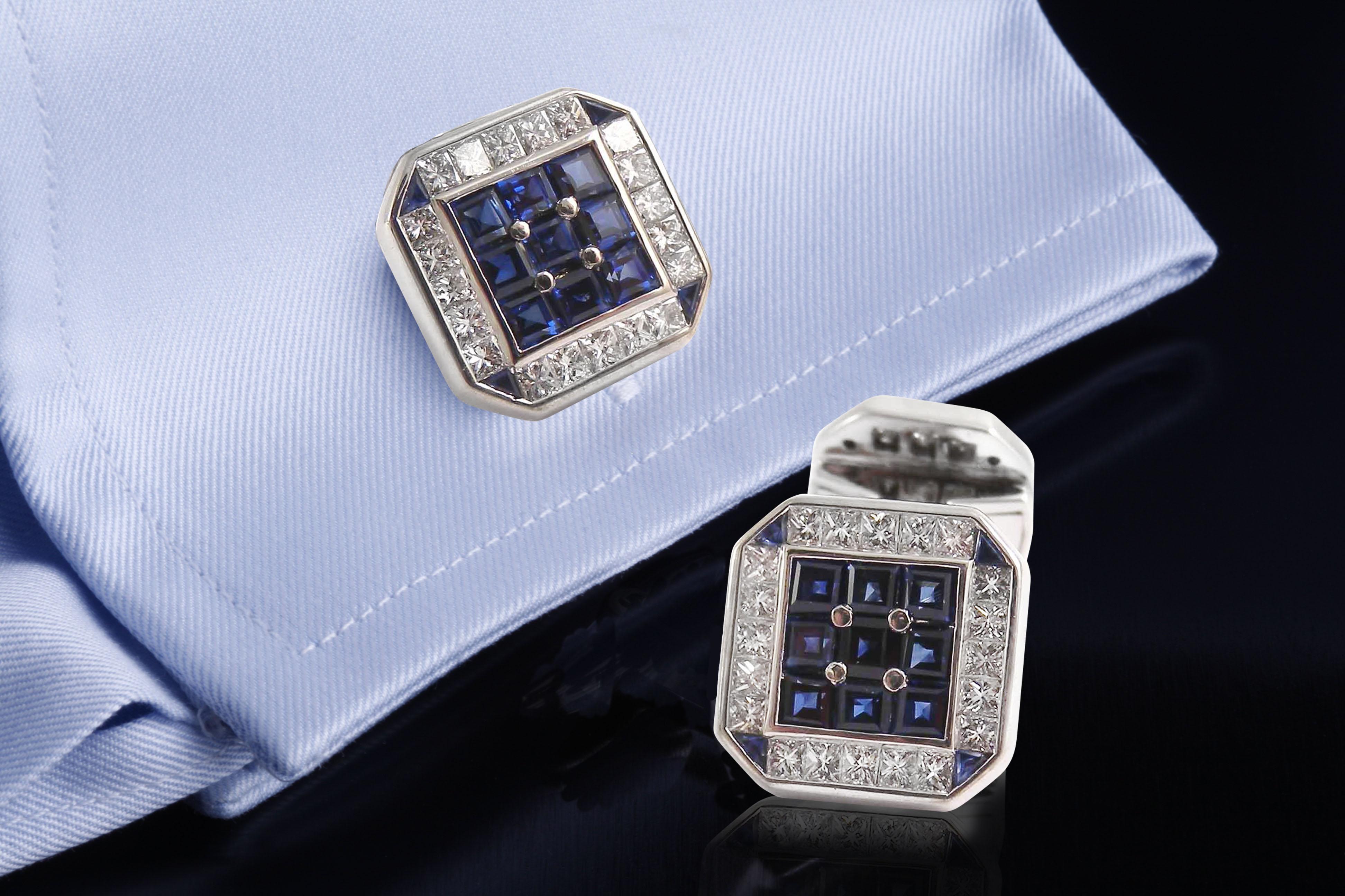 sapphire and diamond cufflinks