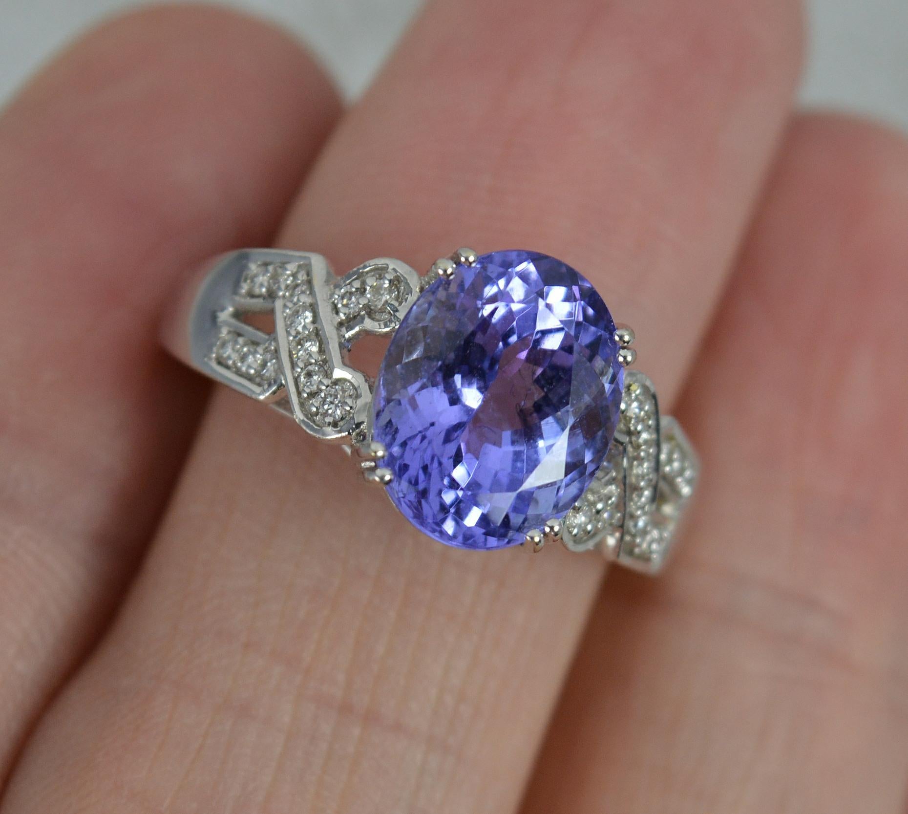 18ct White Gold Tanzanite and Diamond Engagement Cluster Ring 4