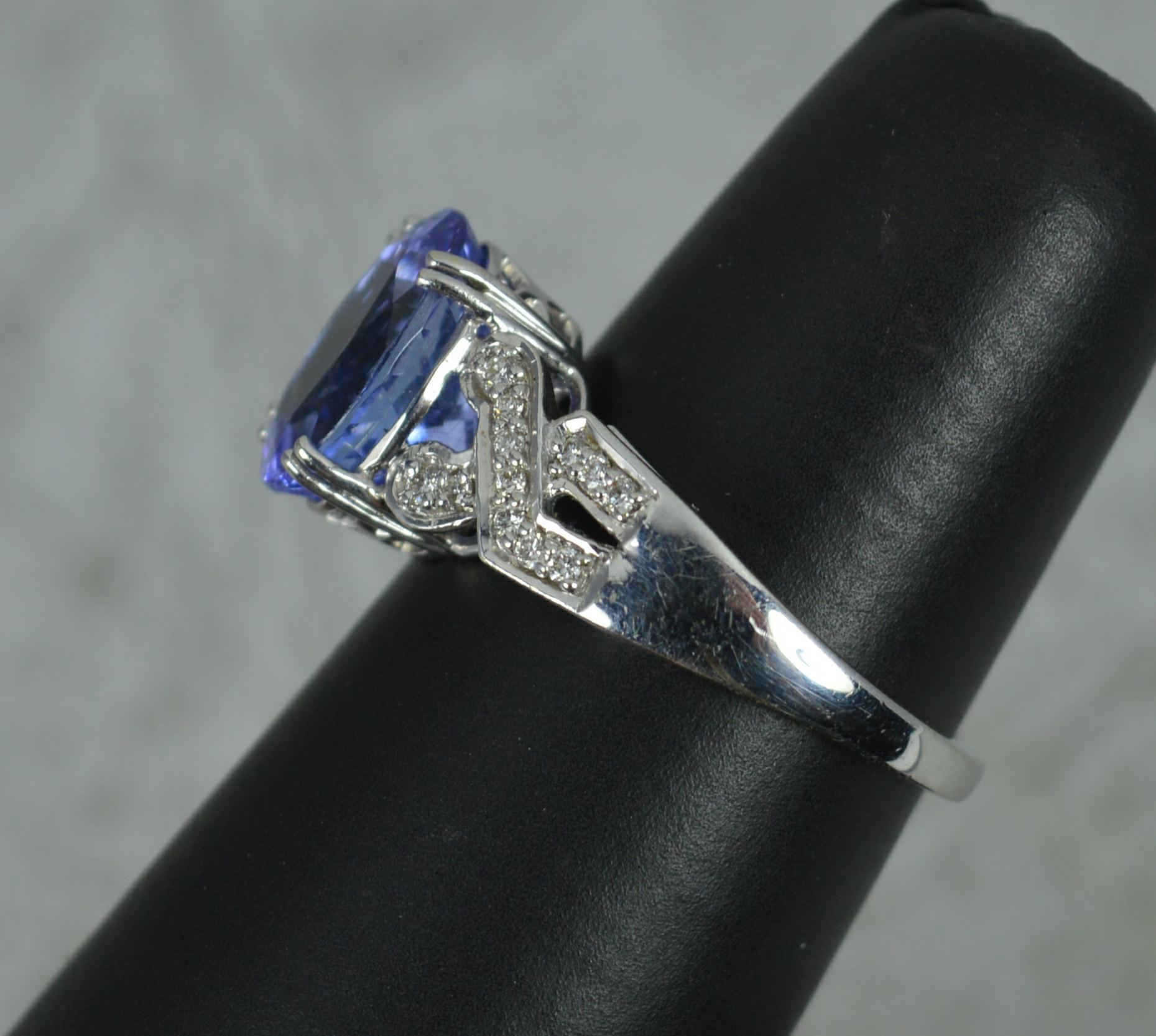 18ct White Gold Tanzanite and Diamond Engagement Cluster Ring 6