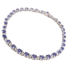 18ct White Gold Tanzanite & Diamond Tennis Bracelet