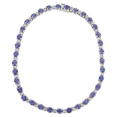 18ct White Gold Tanzanite & Diamond Tennis Bracelet